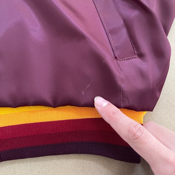 Vintage Swingster Trucker Maroon Snap Satin Chain Stitched Jacket Mens Large - Picture 9 of 14